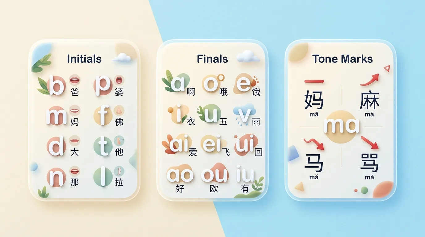Ba thành phần cốt lõi của hệ thống Pinyin tiếng Trung cho người mới bắt đầu