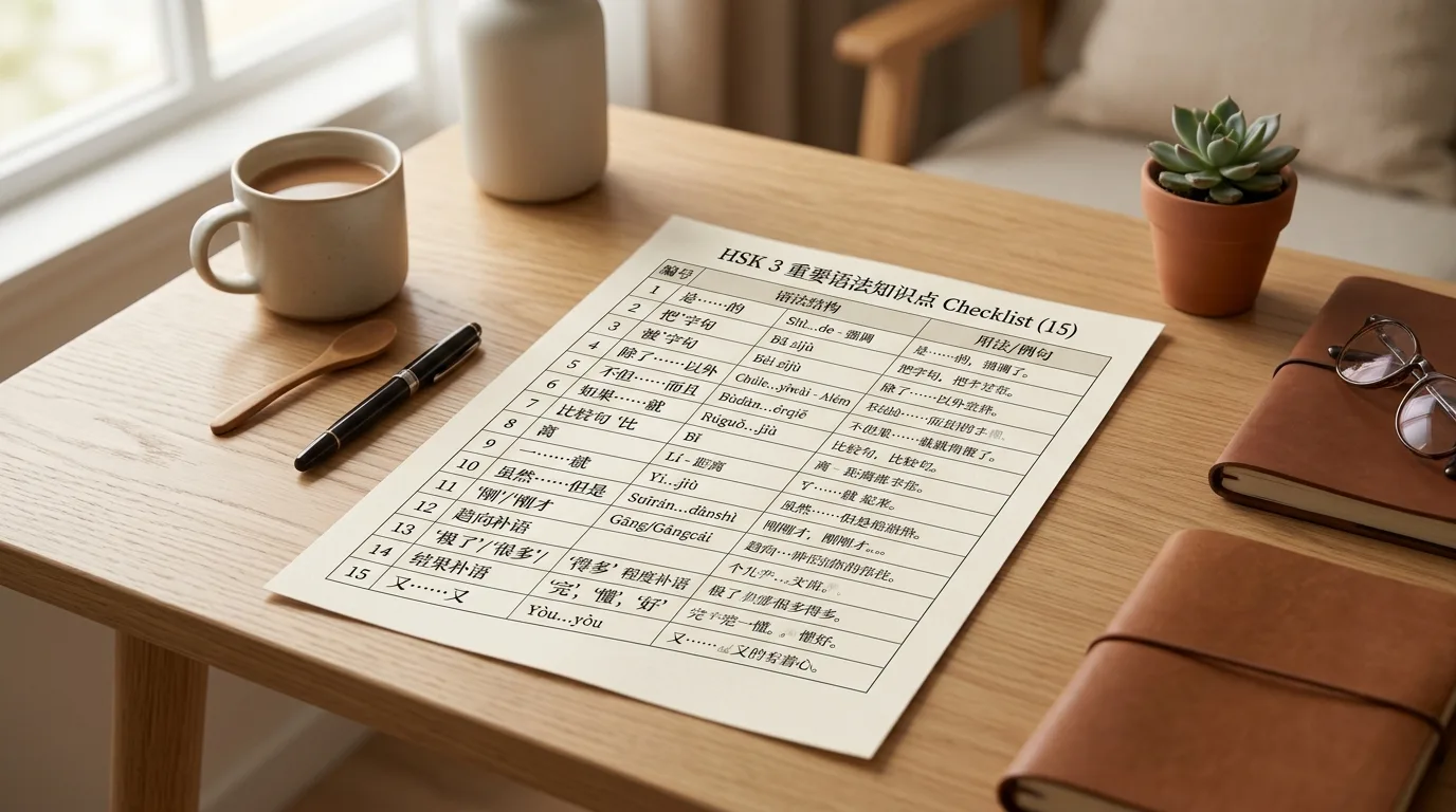 Bảng tra cứu nhanh 15 công thức ngữ pháp HSK 3 trước khi thi