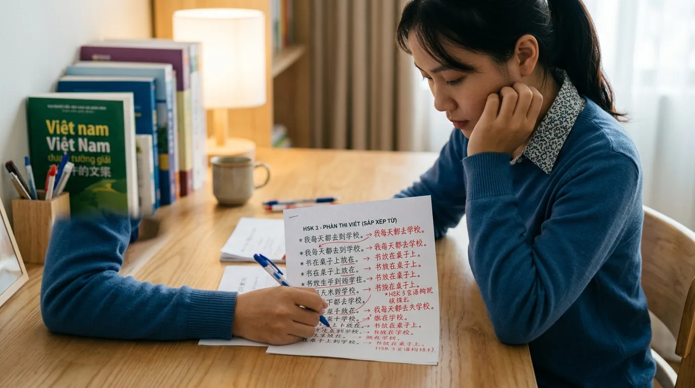Các lỗi ngữ pháp thường gặp khi viết lại câu HSK 3 cần tránh trong đề thi