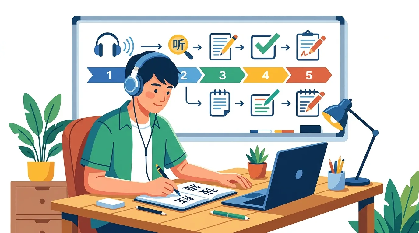 Quy trình luyện nghe chép chính tả tiếng Trung từng bước hiệu quả