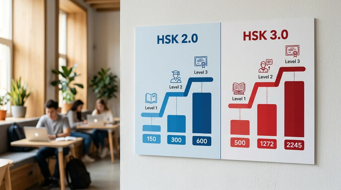 So sánh ngưỡng từ vựng HSK 3.0 và HSK 2.0 cho du học sinh Trung Quốc