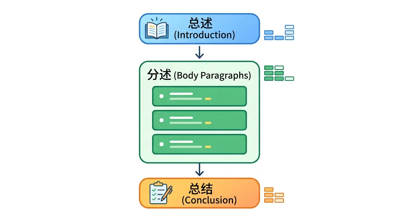 Mô hình viết bài tóm tắt 缩写 HSK 6 theo cấu trúc tổng phân tổng