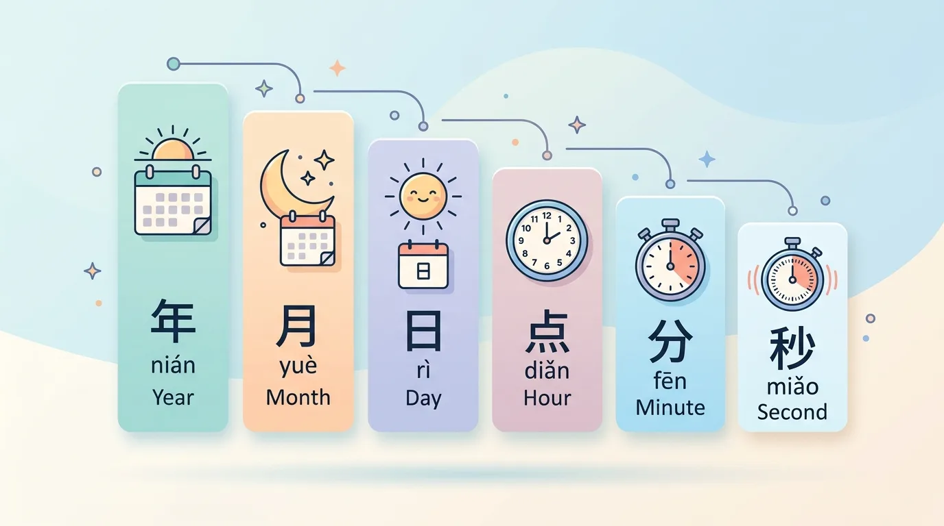 Nguyên tắc sắp xếp từ vựng thời gian tiếng Trung từ lớn đến nhỏ