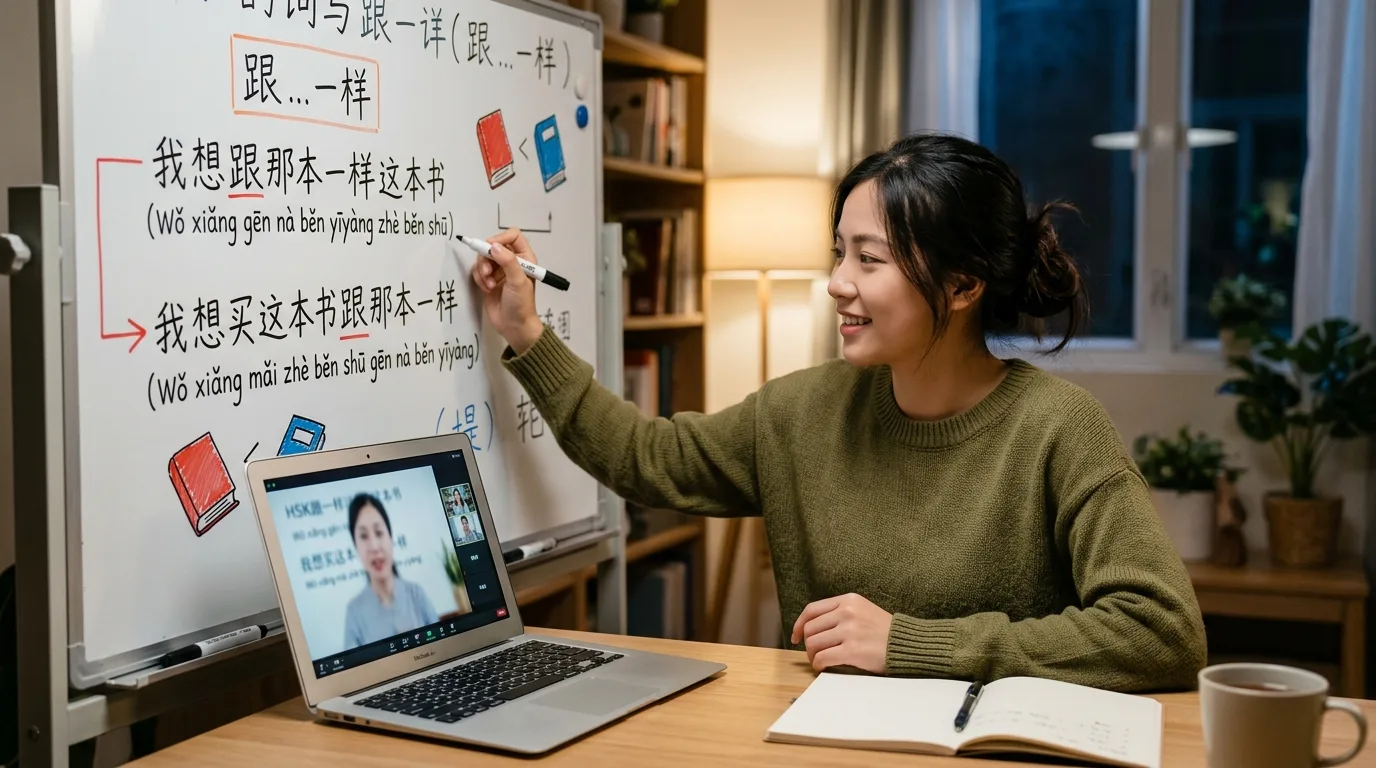 Sửa lỗi trật tự từ trong câu so sánh ngang bằng khi luyện thi HSK online