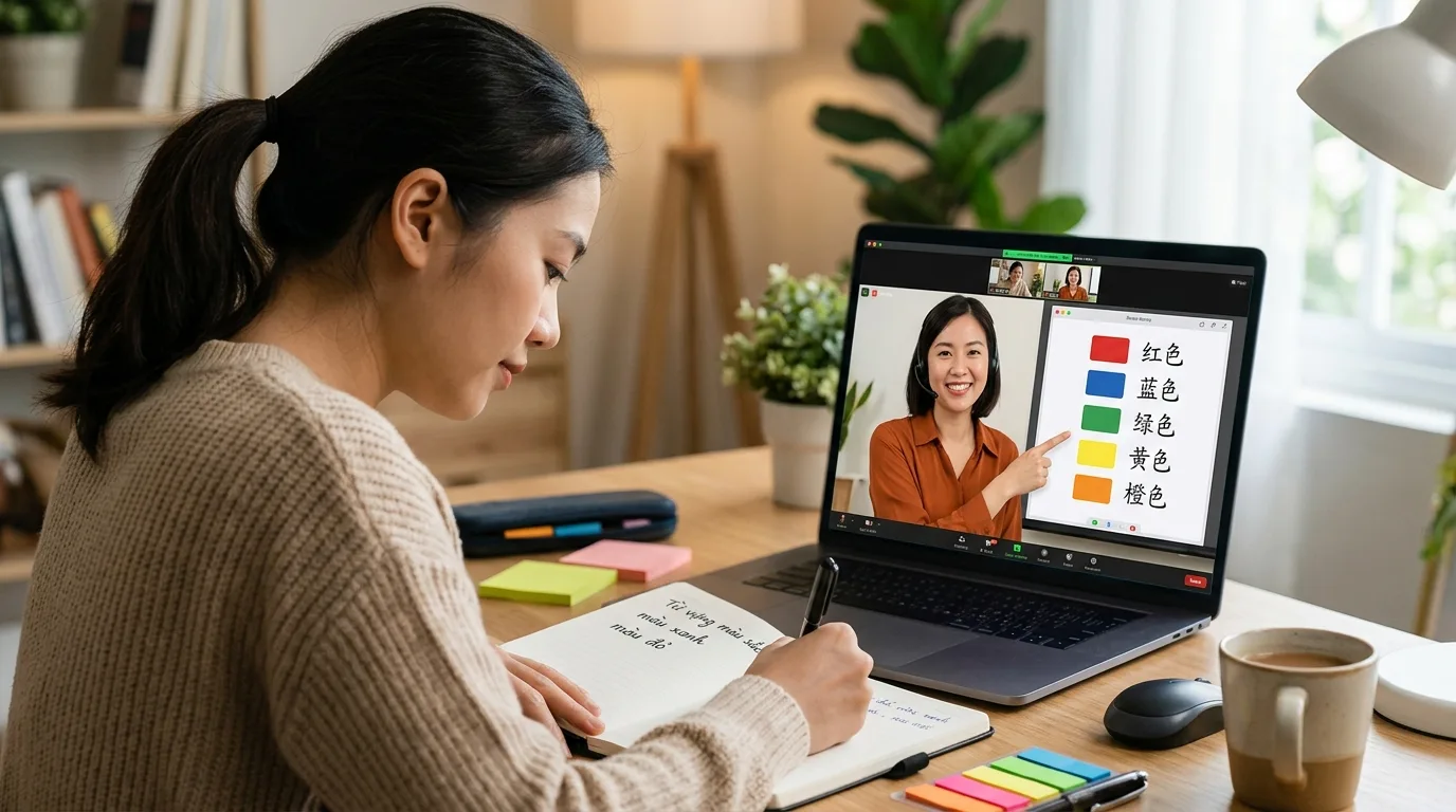 Học tiếng Trung online 1 kèm 1 giúp sửa lỗi dùng từ chỉ màu sắc