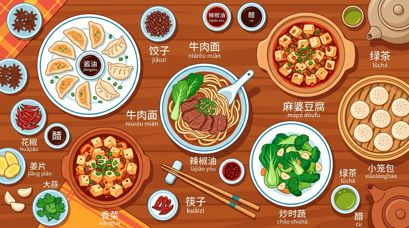 từ vựng tiếng Trung về món ăn và nguyên liệu ẩm thực phổ biến