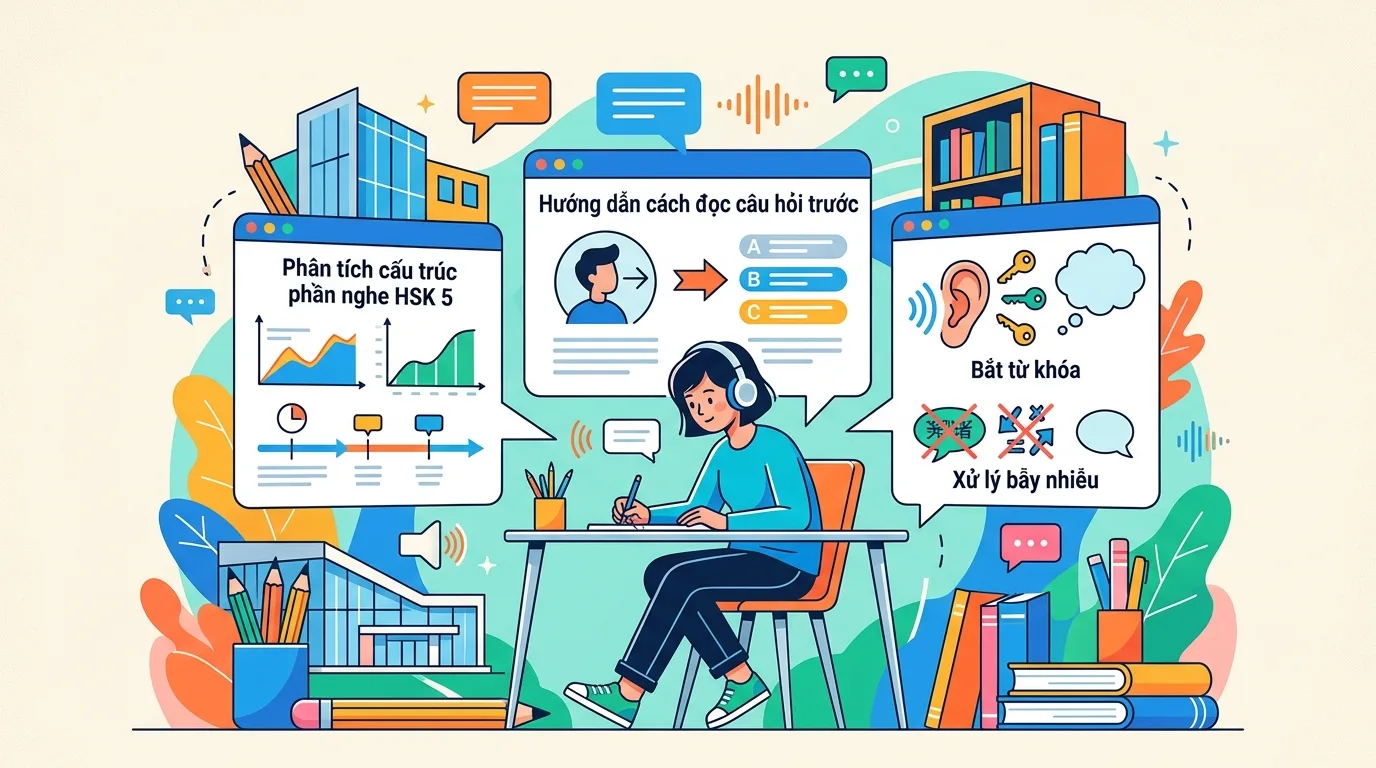 Mẹo Làm Phần Nghe HSK 5 Đạt Điểm Cao: Chiến Thuật Từng Dạng Câu