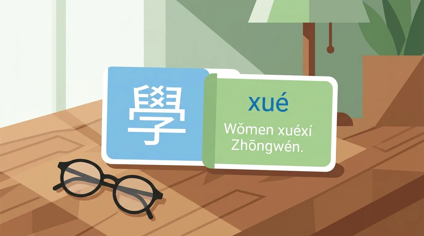 Cấu trúc thẻ flashcard HSK chuẩn gồm chữ Hán và phiên âm