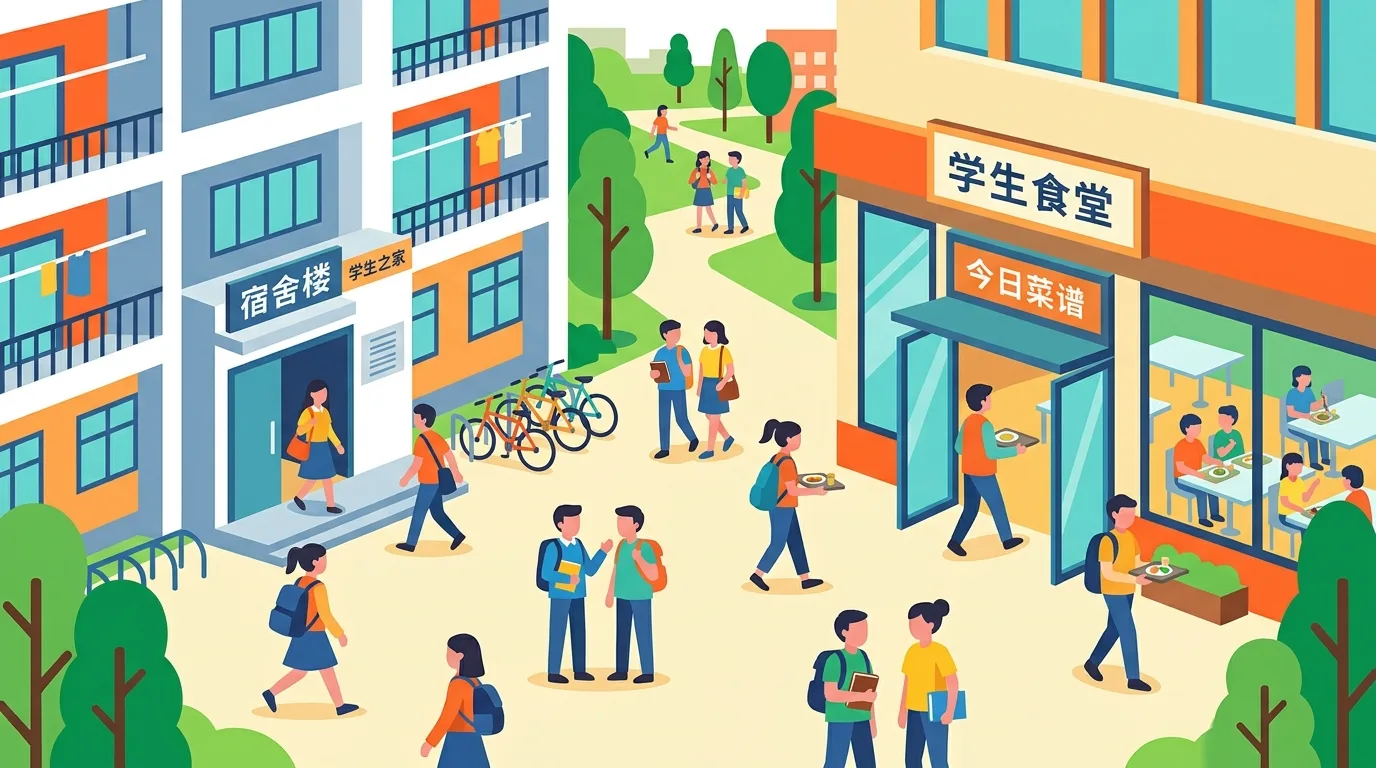 Từ vựng đời sống campus ký túc xá và căn tin trường học tiếng Trung thiết yếu