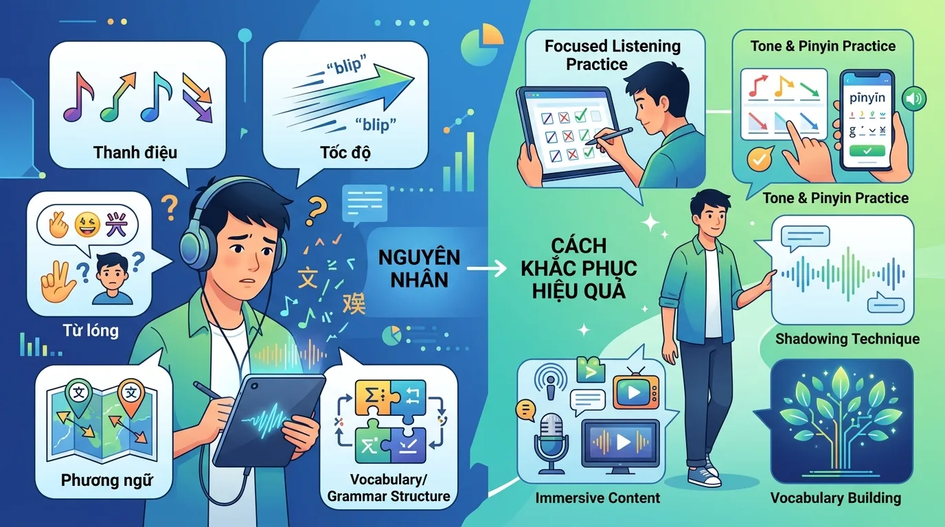 Vì Sao Nghe Tiếng Trung Khó? 5 Nguyên Nhân & Cách Khắc Phục Hiệu Quả