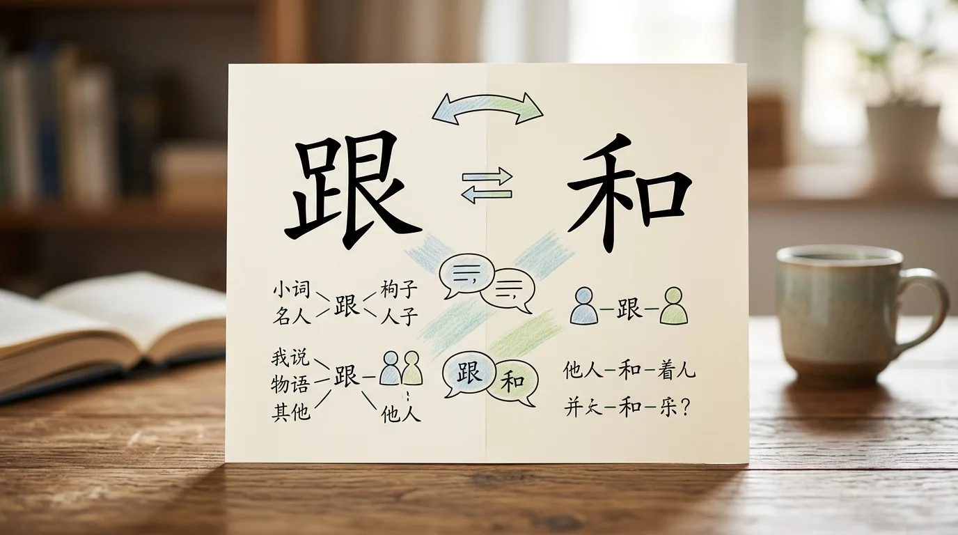 Phân biệt cách dùng 跟 và 和 trong câu so sánh ngang bằng HSK 3