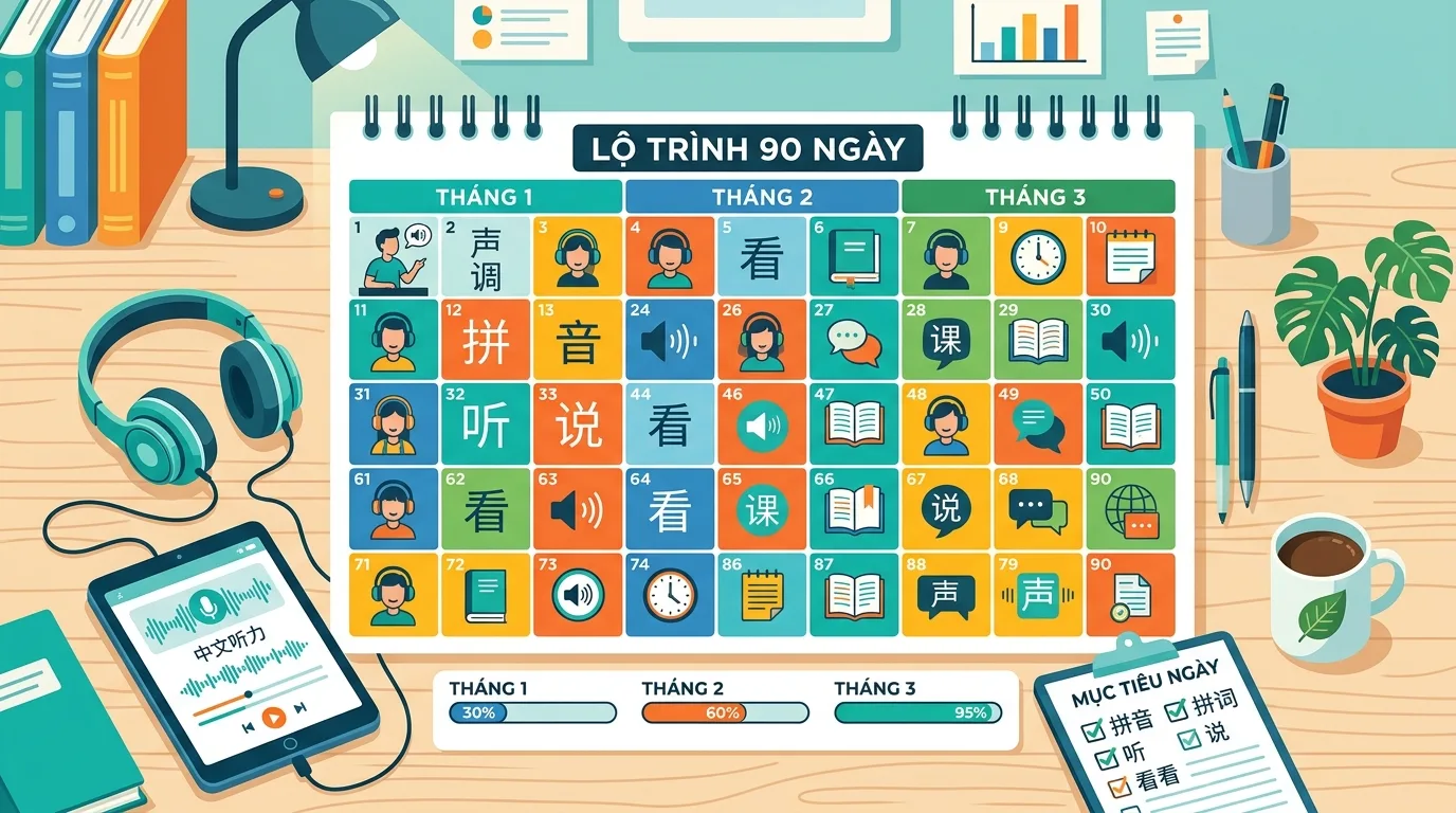 Lộ trình 90 ngày luyện nghe tiếng Trung từ đầu cho người mới