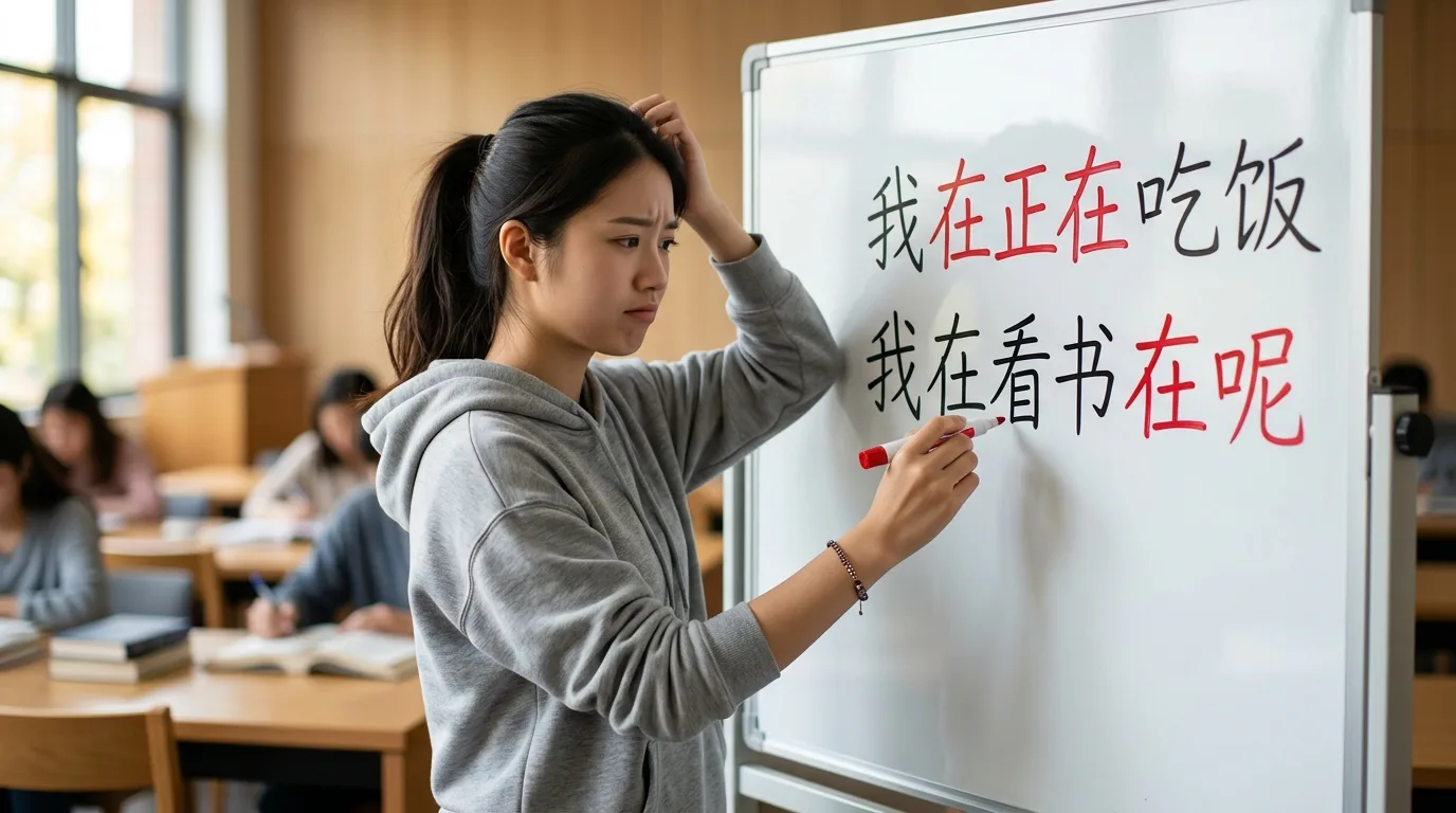 Lỗi sai thường gặp khi dùng cấu trúc tiếp diễn trong tiếng Trung