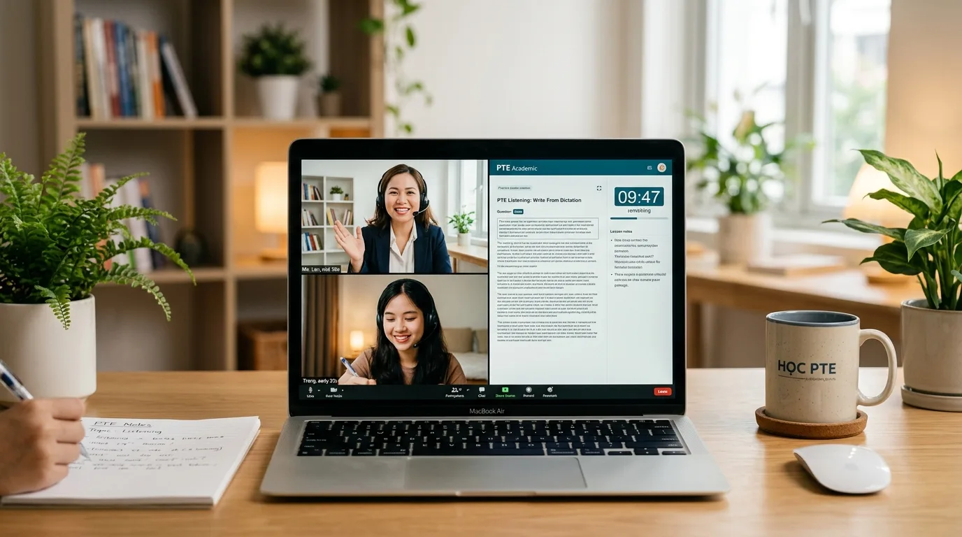 Quy trình buổi học PTE 1 kèm 1 online với giáo viên qua Zoom
