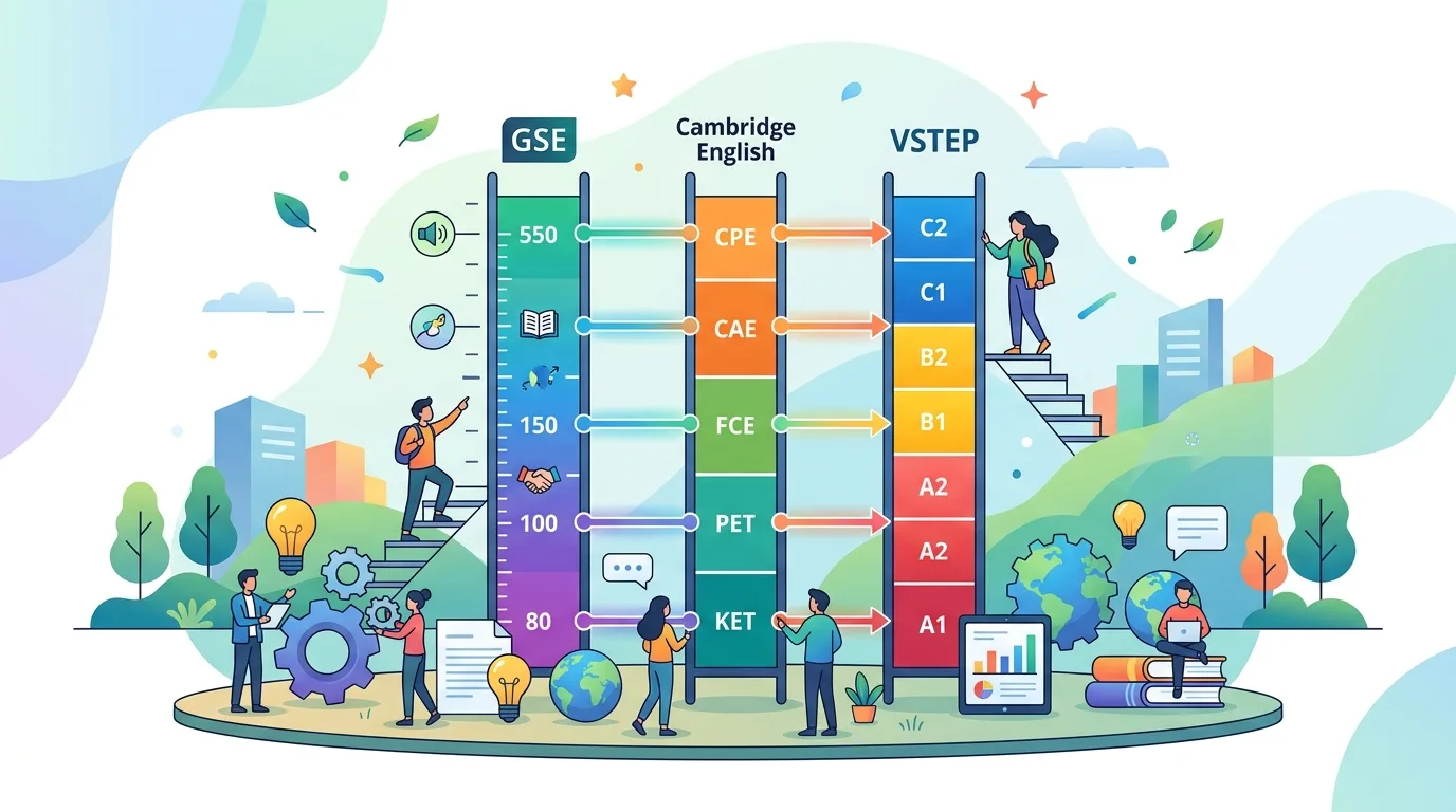 GSE đối chiếu Cambridge và VSTEP: Bảng quy đổi chi tiết nhất 2025