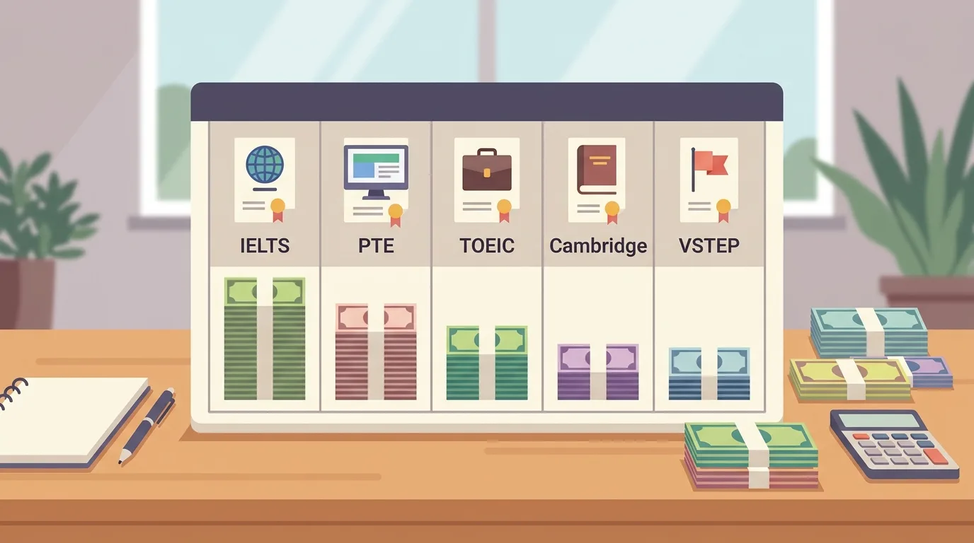 So sánh chi phí thi các chứng chỉ tiếng Anh IELTS TOEIC VSTEP tại Việt Nam