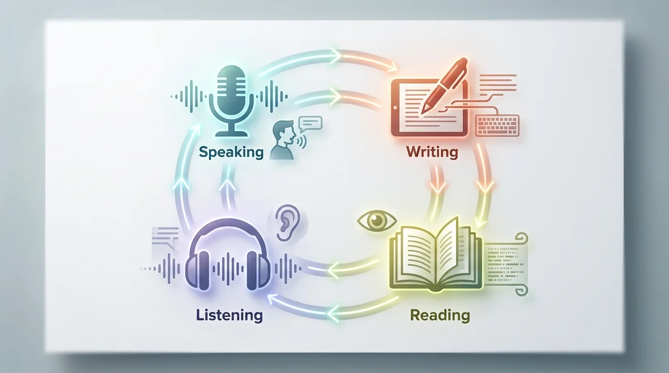 Sơ đồ cơ chế Integrated Scoring giúp tối ưu hóa routine ôn luyện PTE hiệu quả