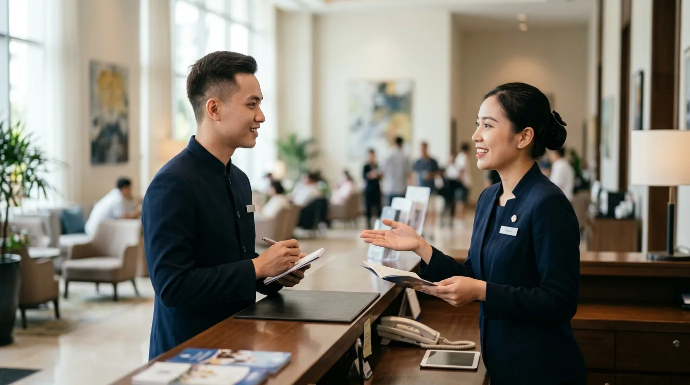 Luyện kỹ năng nói PTE qua hội thoại nghiệp vụ khách sạn thực tế