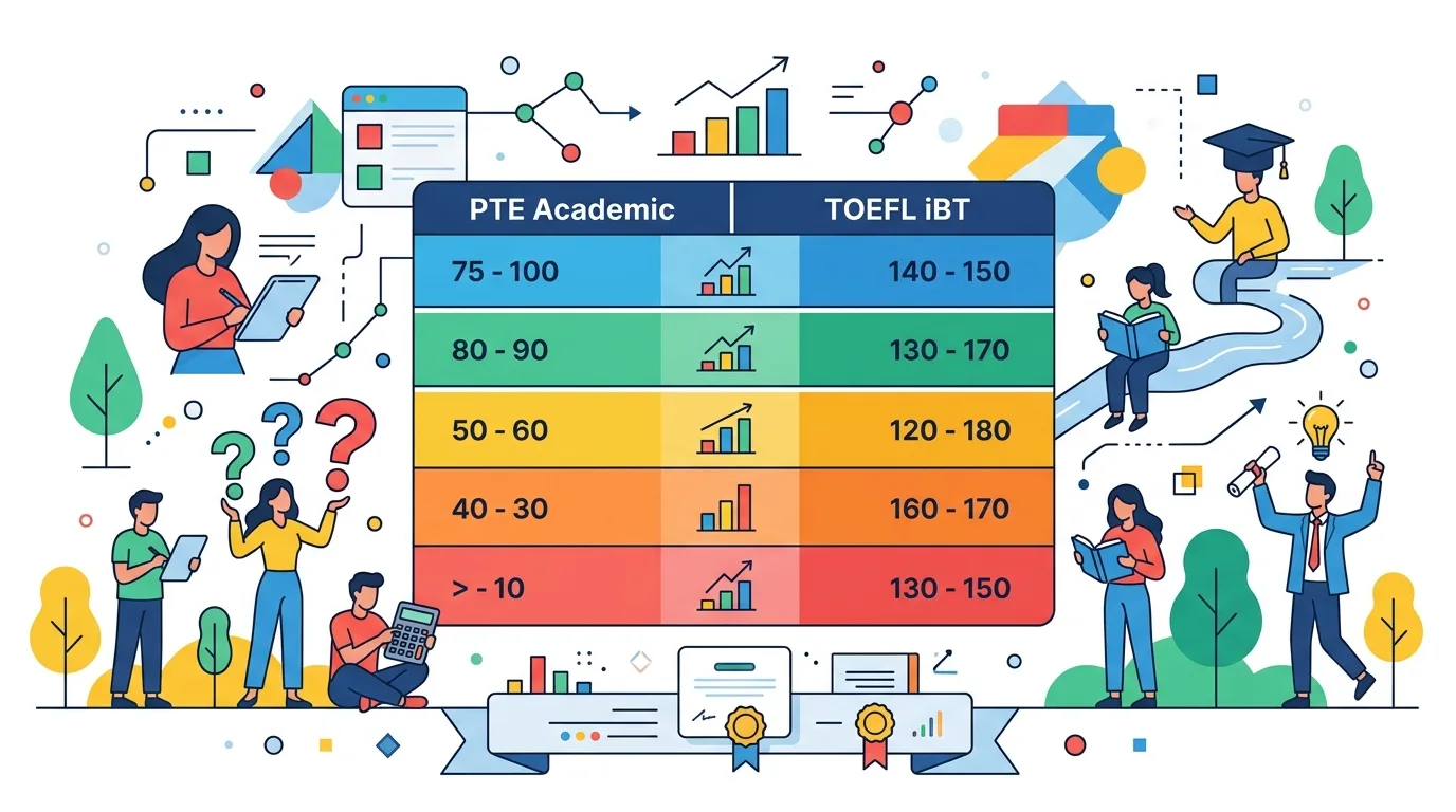 Bảng quy đổi điểm PTE tương đương TOEFL iBT chuẩn Pearson 2024