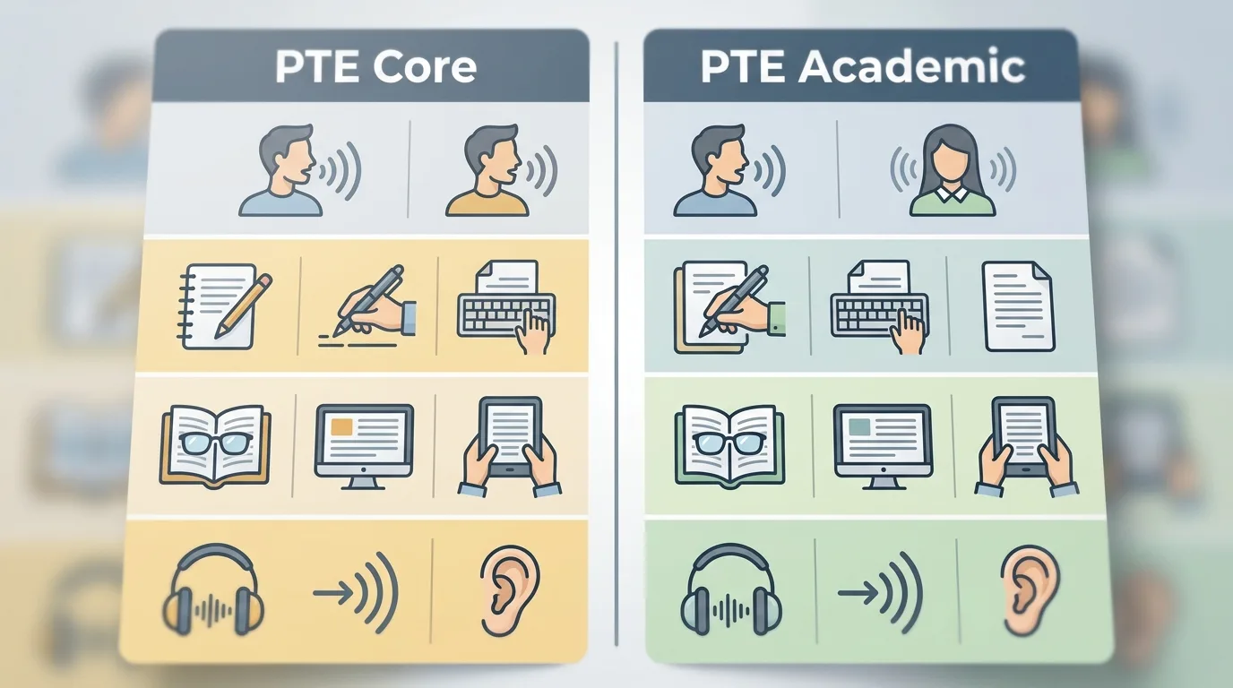So sánh cấu trúc đề thi PTE Core và PTE Academic chi tiết nhất