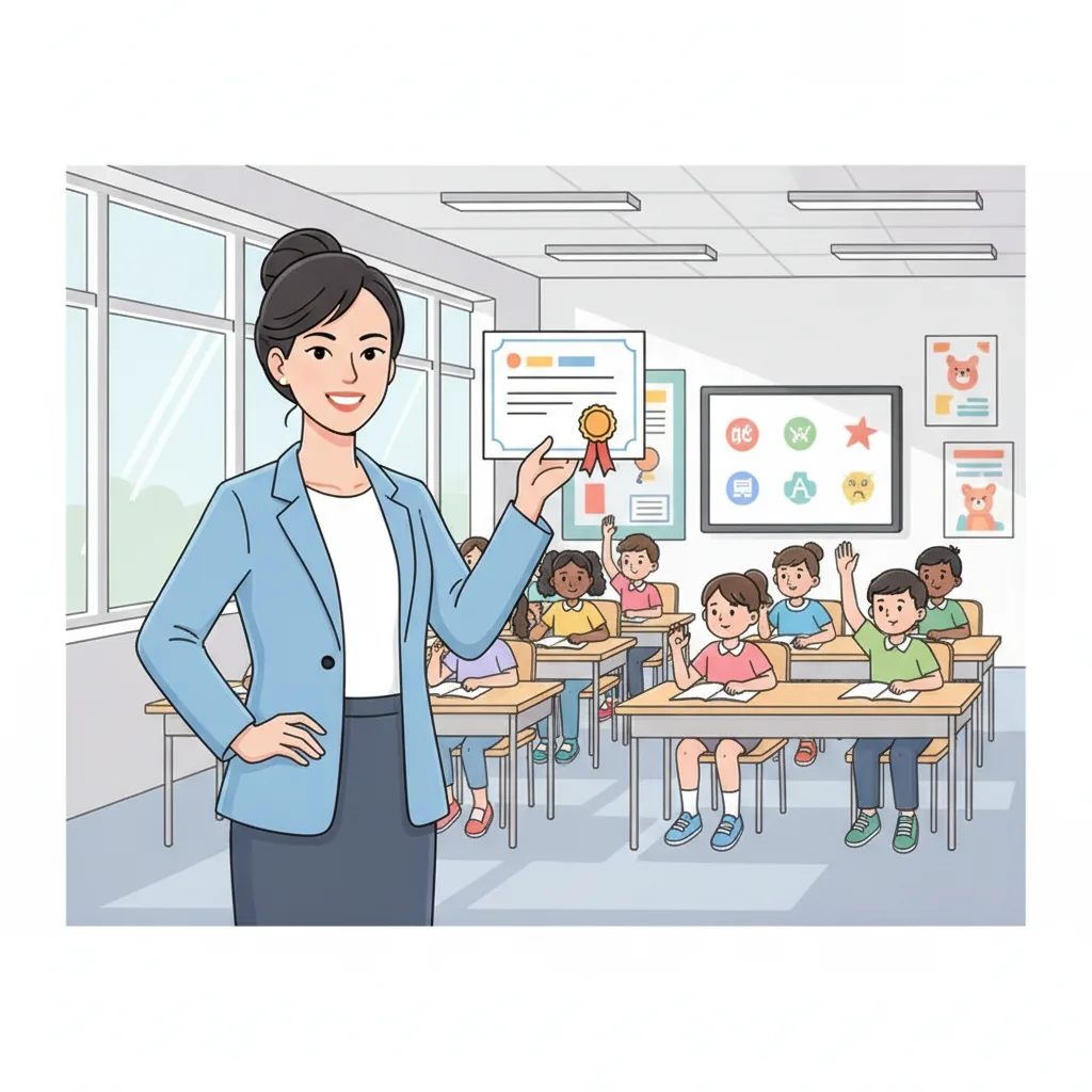Giáo viên tiếng Anh Việt Nam cầm chứng chỉ TESOL trong lớp học
