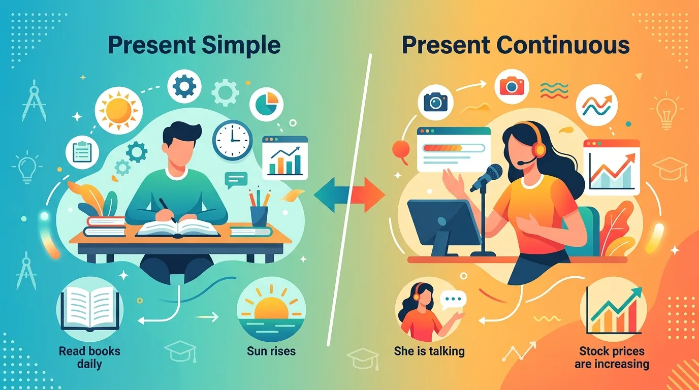 Thì Hiện Tại Đơn Và Hiện Tại Tiếp Diễn: Cách Dùng Đúng Trong Bài Thi PTE