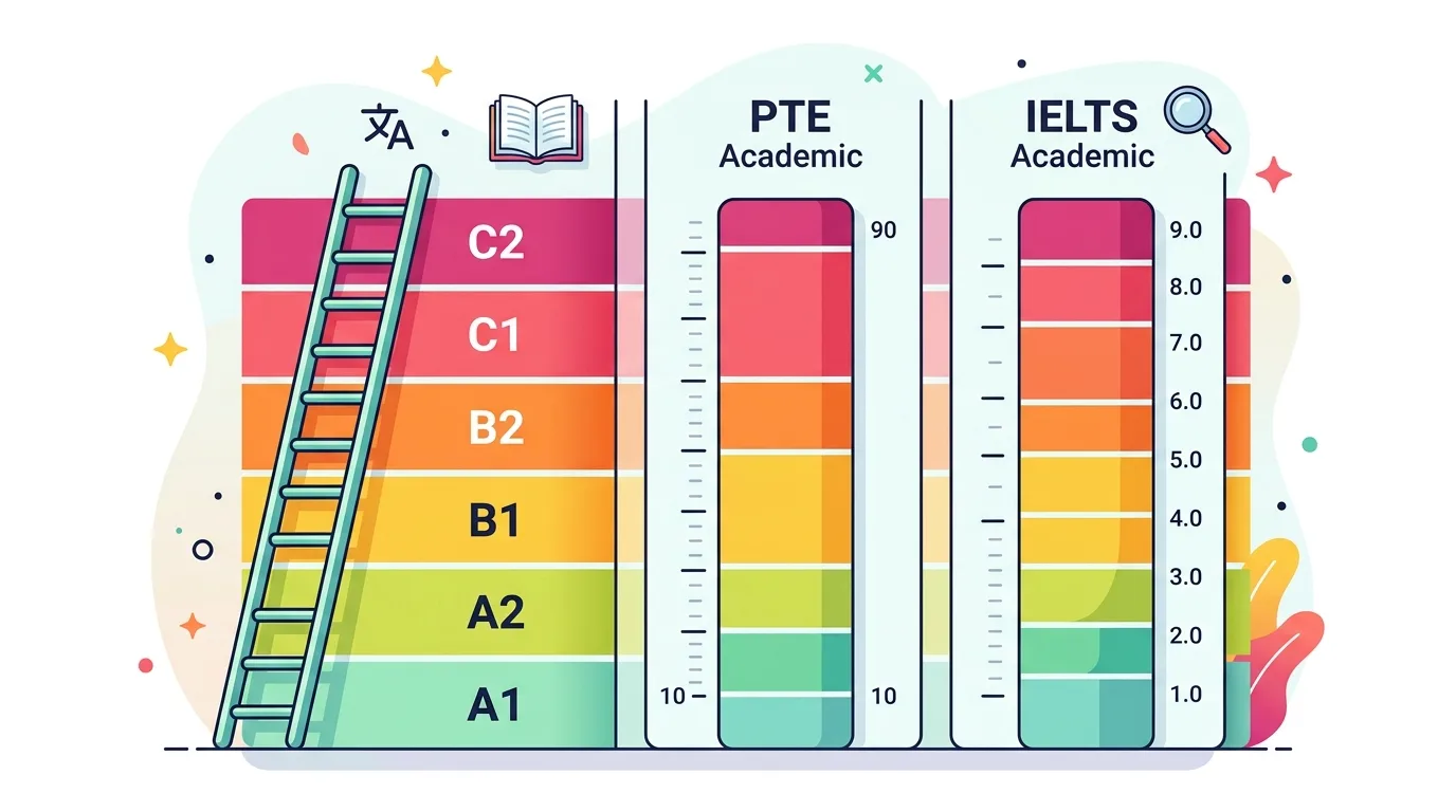 So sánh điểm PTE và IELTS theo thang bậc CEFR chi tiết