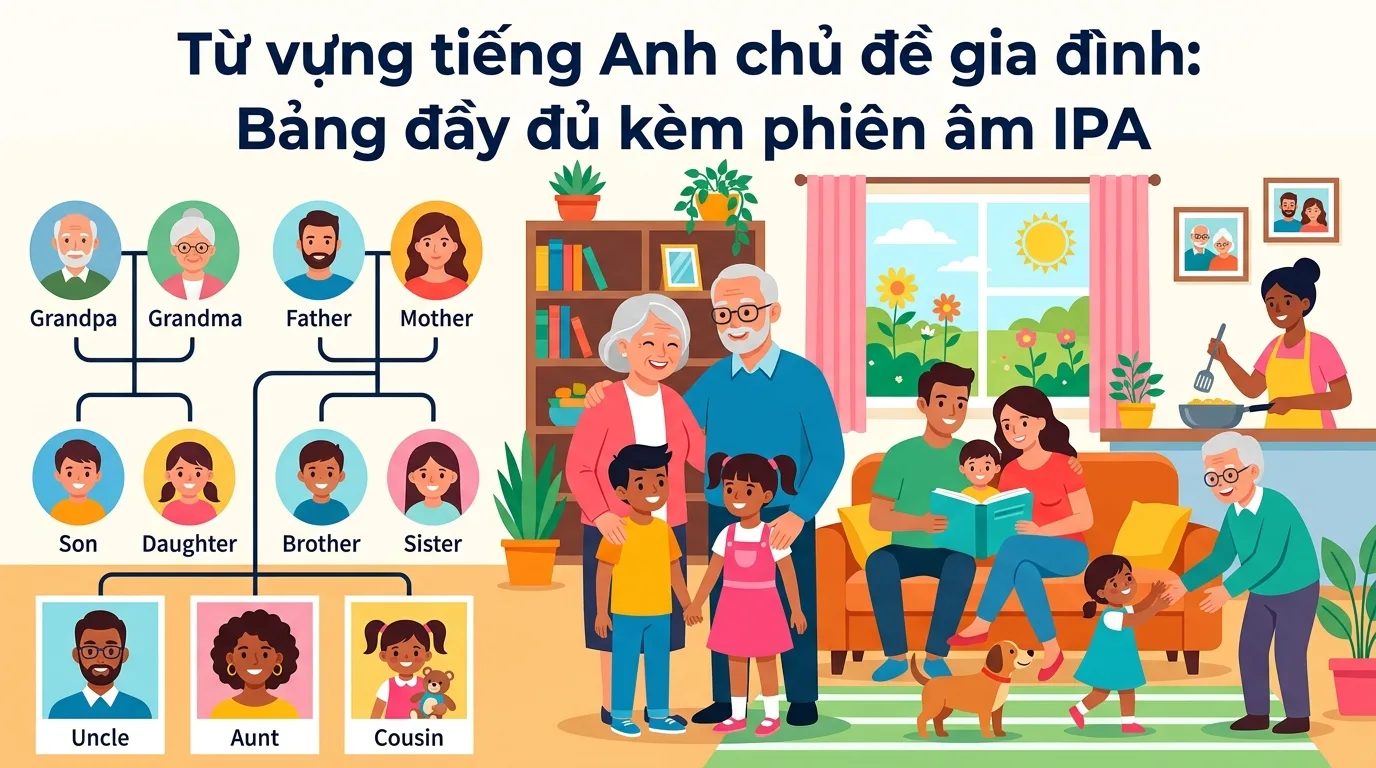 Từ vựng tiếng Anh chủ đề gia đình: Bảng đầy đủ kèm phiên âm IPA