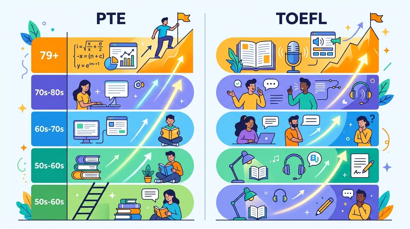 Phân tích độ khó bài thi PTE và TOEFL theo từng mức điểm mục tiêu