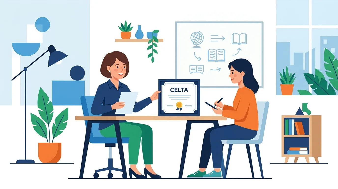 Giáo viên tiếng Anh 1 kèm 1 giới thiệu chứng chỉ CELTA TESOL trong buổi học thử