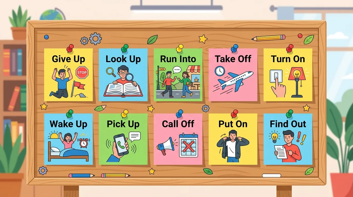 bảng 10 phrasal verbs thông dụng nhất trong tiếng Anh giao tiếp hàng ngày